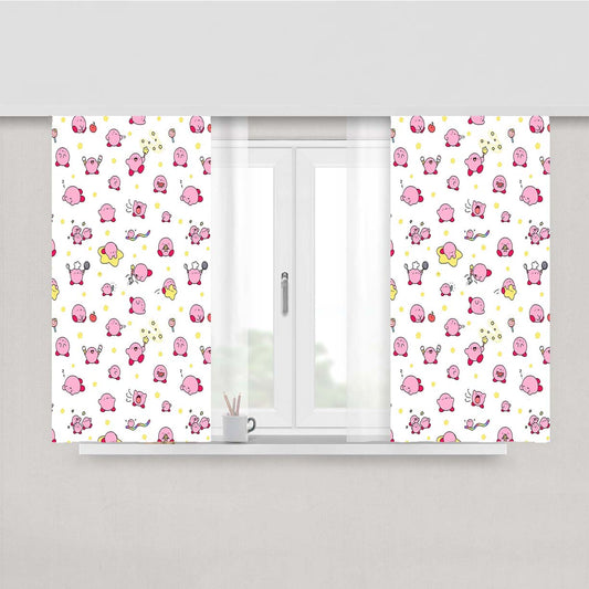 Pink Kirby Cartoon Pattern Peach Skin Window Curtains