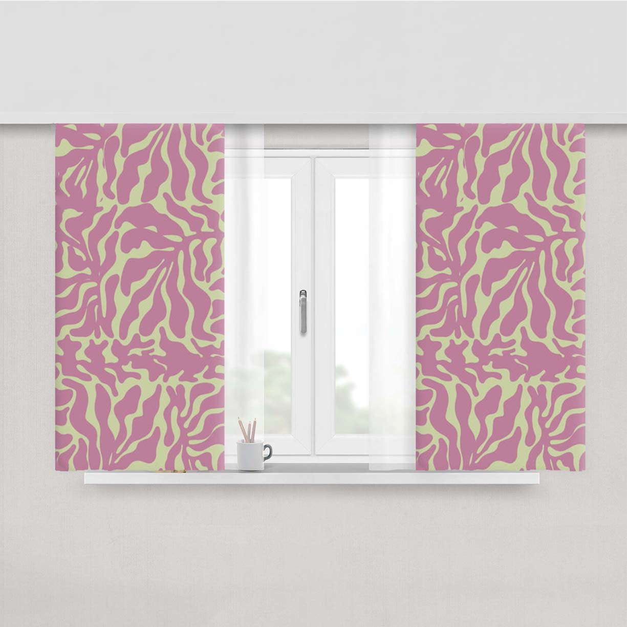 Pink Leaves - Foliage Peach Skin Window Curtains