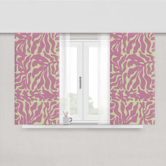 Pink Leaves - Foliage Peach Skin Window Curtains