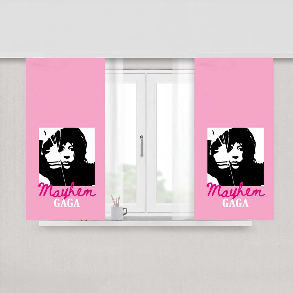 Pink Mayhem Gaga Peach Skin Window Curtains