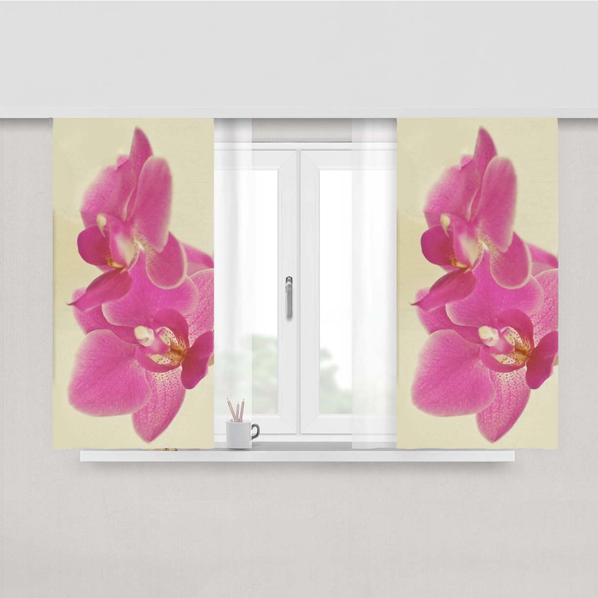 Pink Orchid Peach Skin Window Curtains