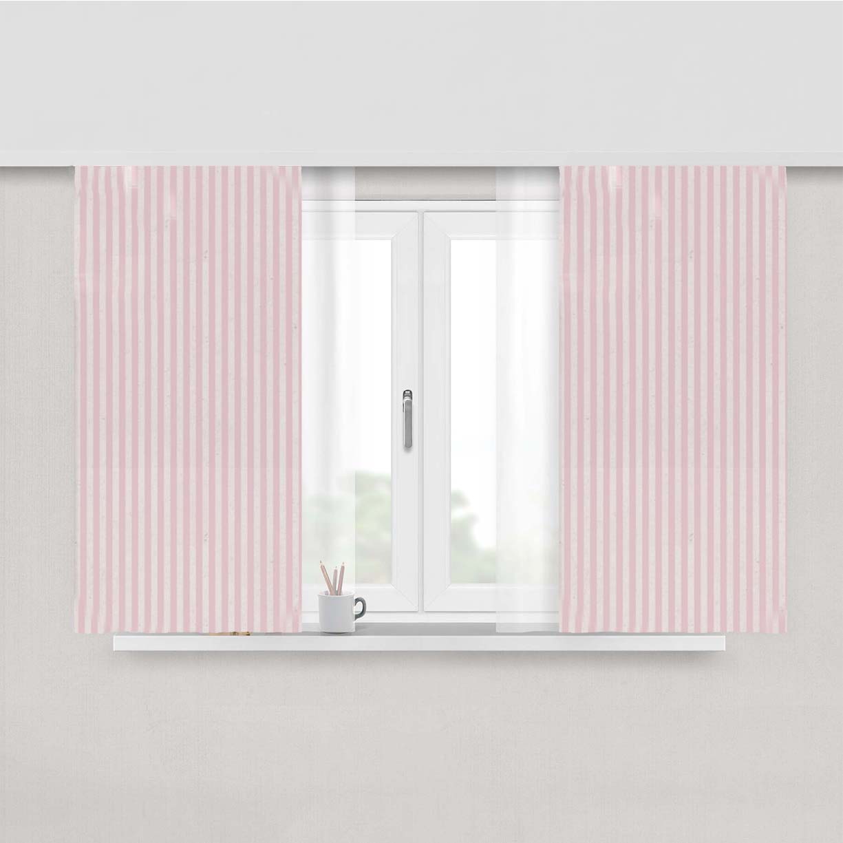 Pink Striped Pattern Peach Skin Window Curtains