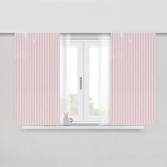 Pink Striped Pattern Peach Skin Window Curtains