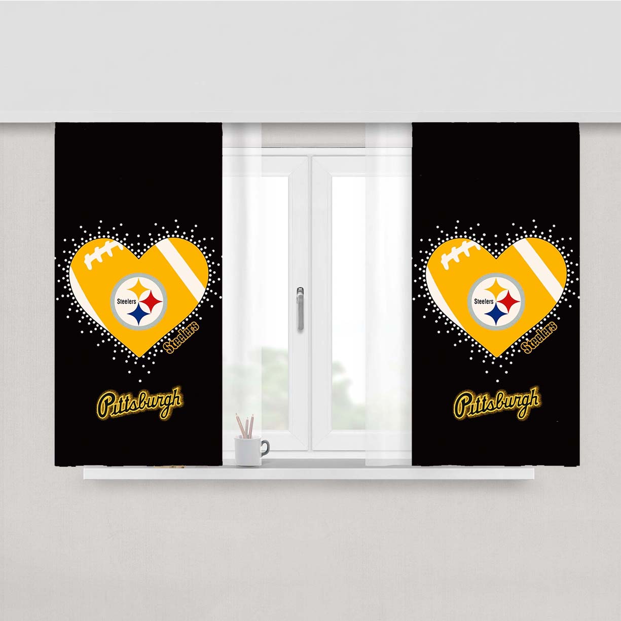 Pittsburgh Steelers Hearth Peach Skin Window Curtains
