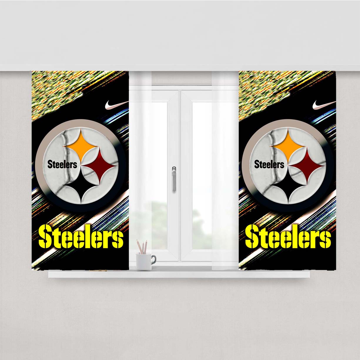 Pittsburgh Steelers Nfl 9999 Peach Skin Window Curtains