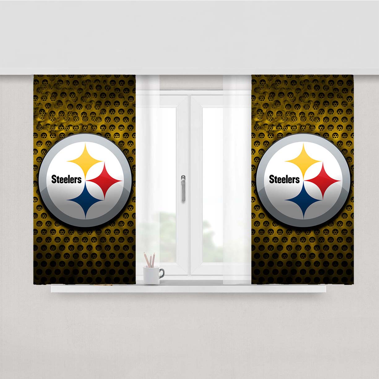 Pittsburgh Steelers Nfl Logo 2 Peach Skin Window Curtains