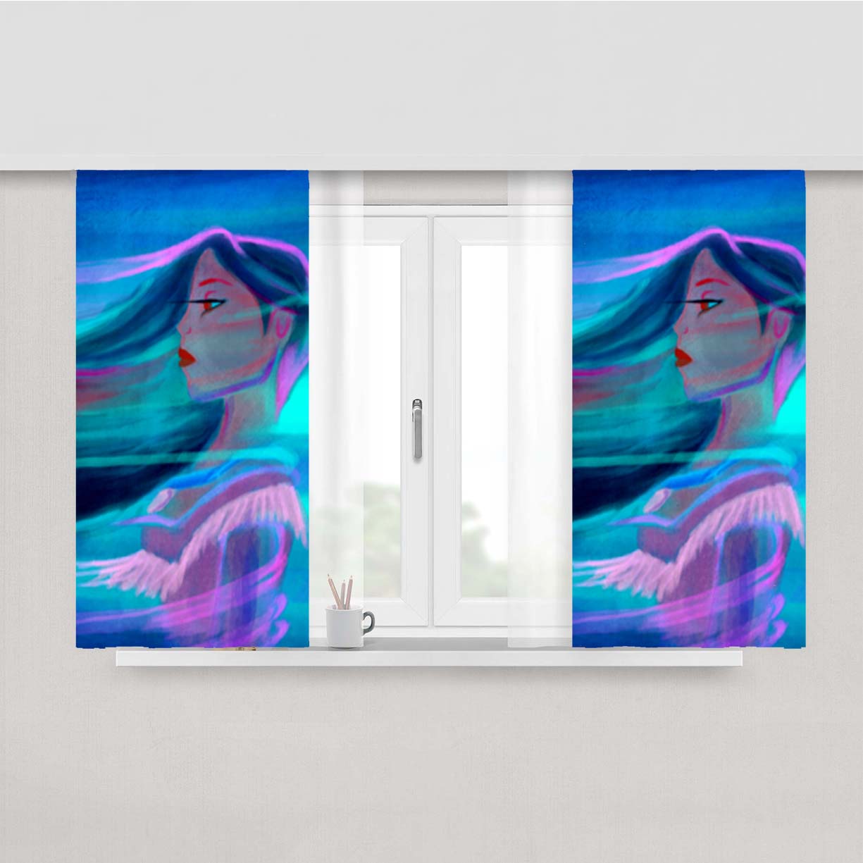 Pocahontas Paint Peach Skin Window Curtains