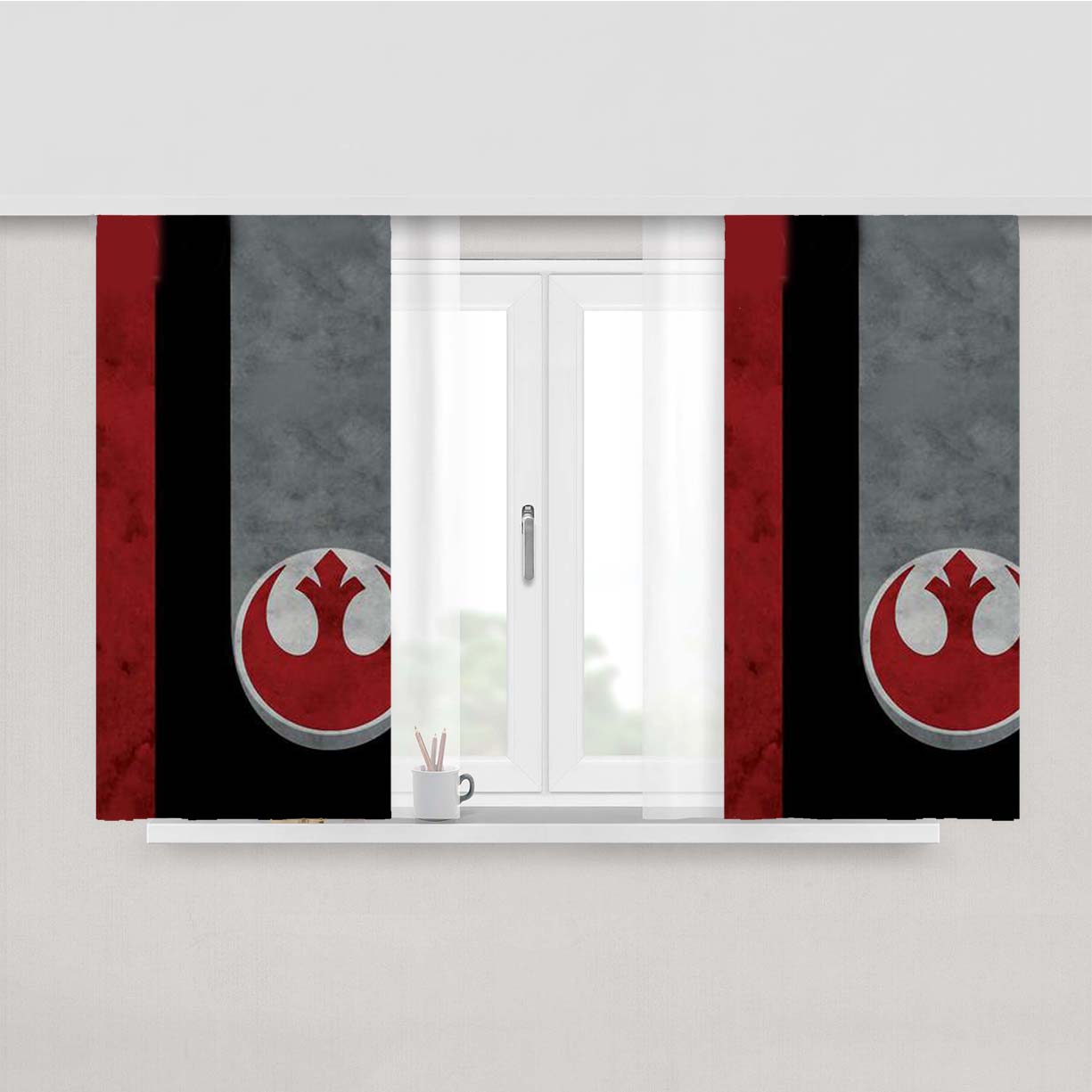 Poe'S Helmet Pattern Peach Skin Window Curtains