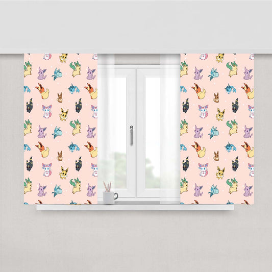 Pokemon Eevee Evolution Pattern Peach Skin Window Curtains