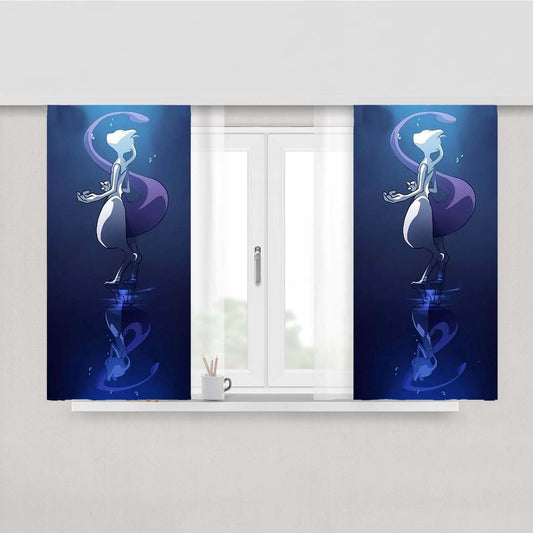 Pokemon Mewtwo Cartoon Peach Skin Window Curtains