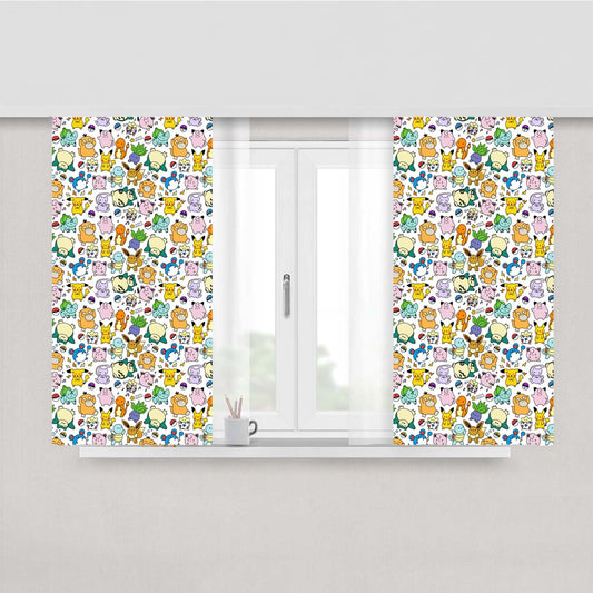Pokemon Pattern Peach Skin Window Curtains