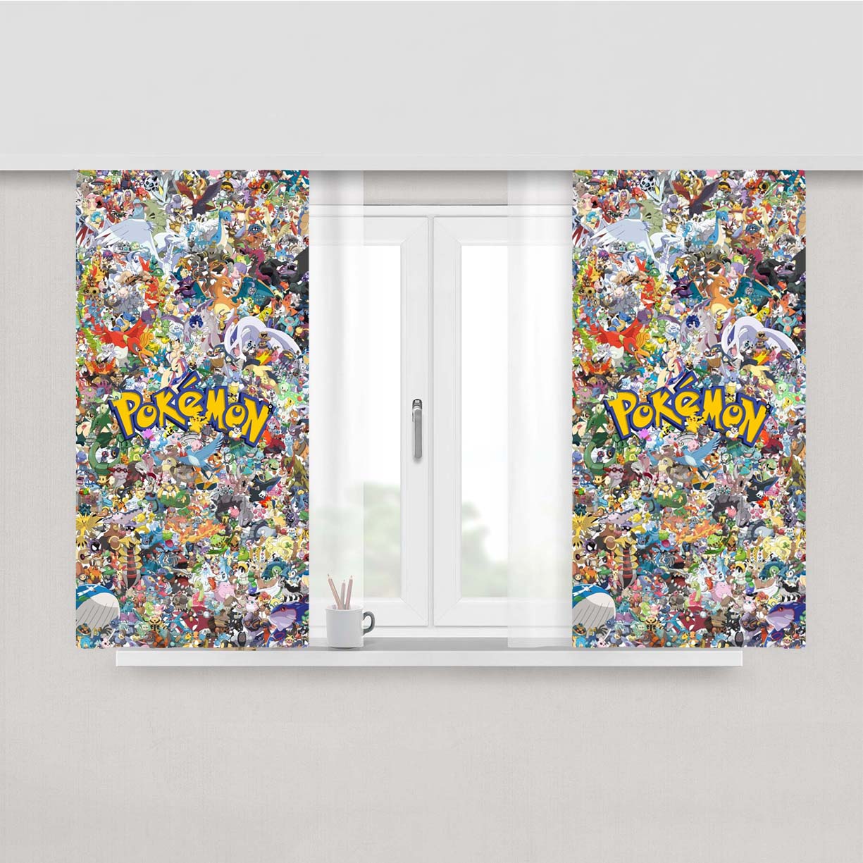 Pokemon Pattern All Char Peach Skin Window Curtains