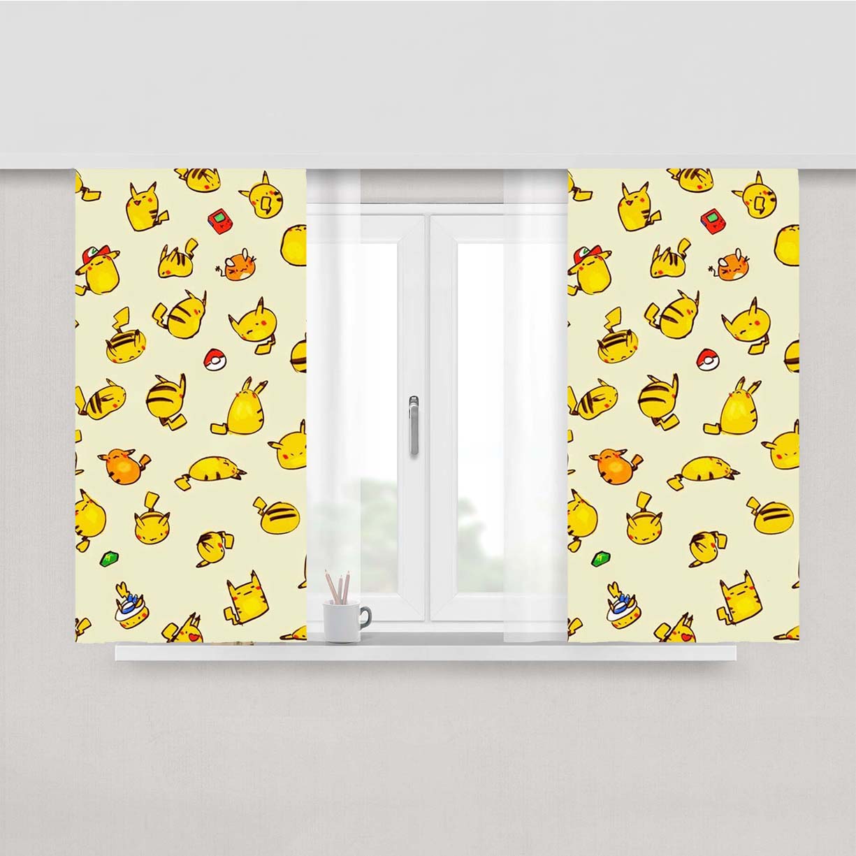 Pokemon Pikachu Pattern Peach Skin Window Curtains