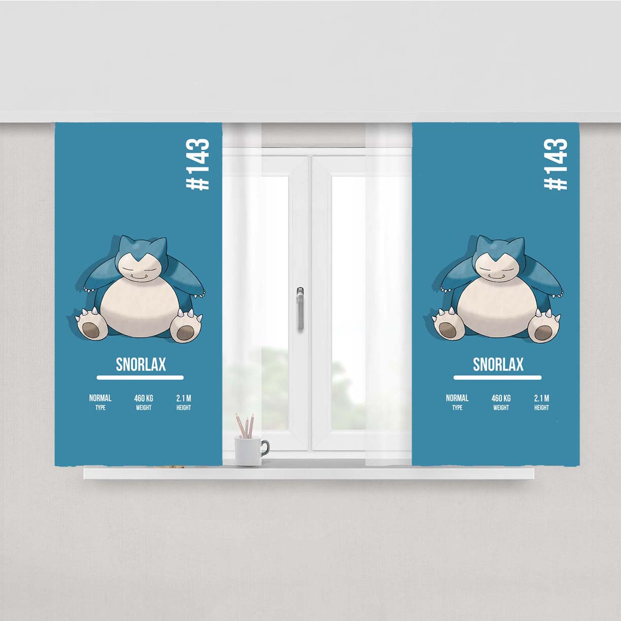 Pokemon Snorlax Peach Skin Window Curtains
