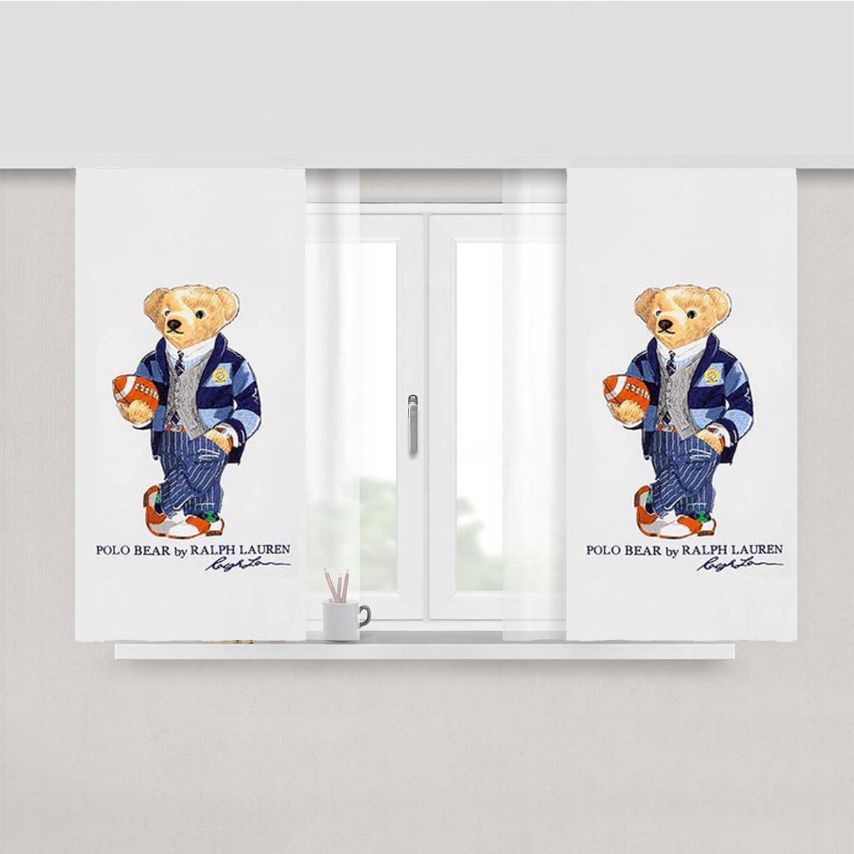 Polo Bear Ralph Lauren Peach Skin Window Curtains