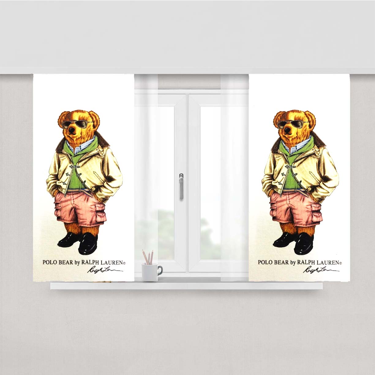 Polo Bear Ralph Lauren Rare Good Peach Skin Window Curtains