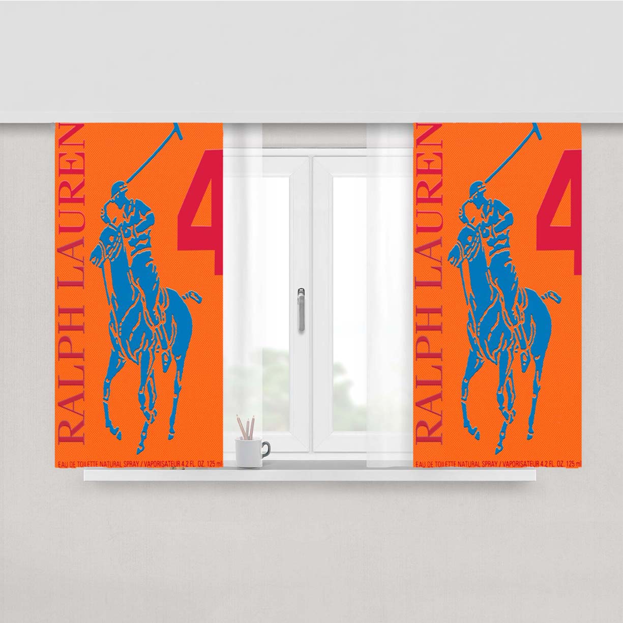 Polo Ralph Lauren Big Pony 4 Orange Par Peach Skin Window Curtains