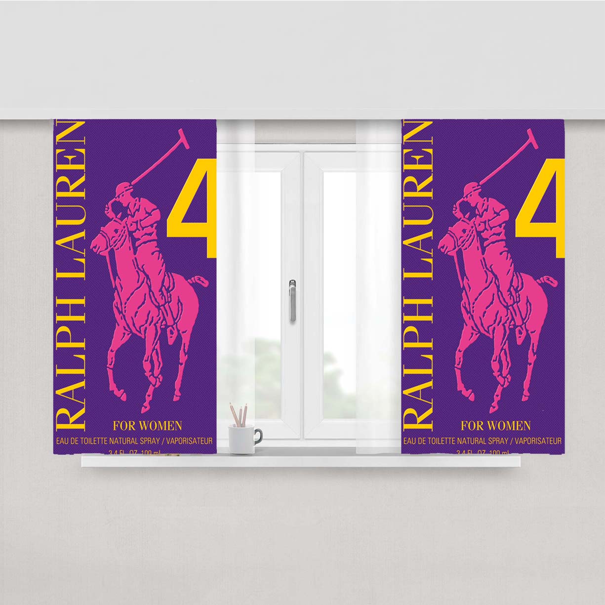 Polo Ralph Lauren Big Pony 4 Purple Parfume Peach Skin Window Curtains