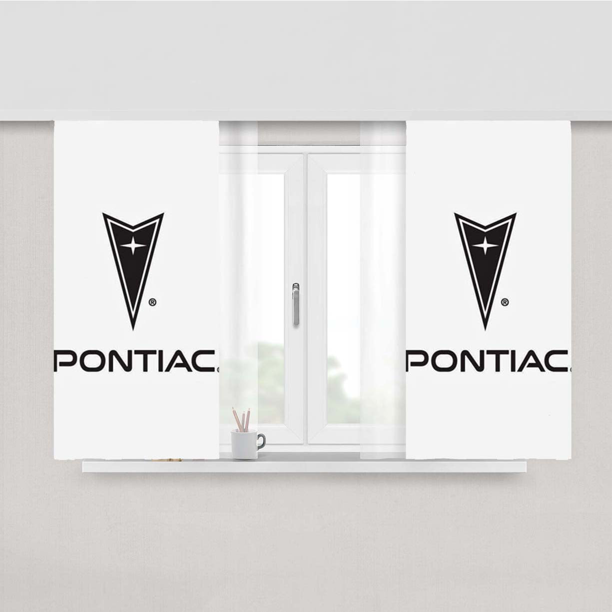 Pontiac Car Logo Peach Skin Window Curtains