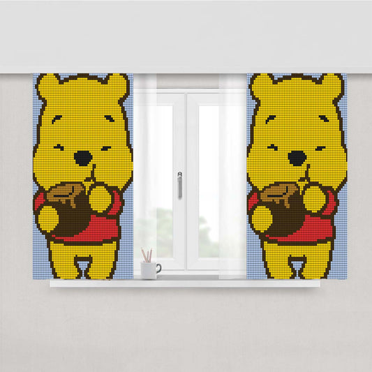 Pooh Pattern Peach Skin Window Curtains