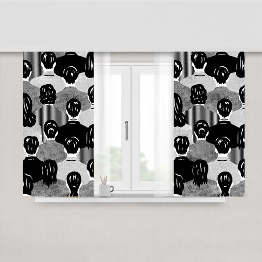 Pop Art Japan Culture Human Pattern Comic Style Peach Skin Window Curtains