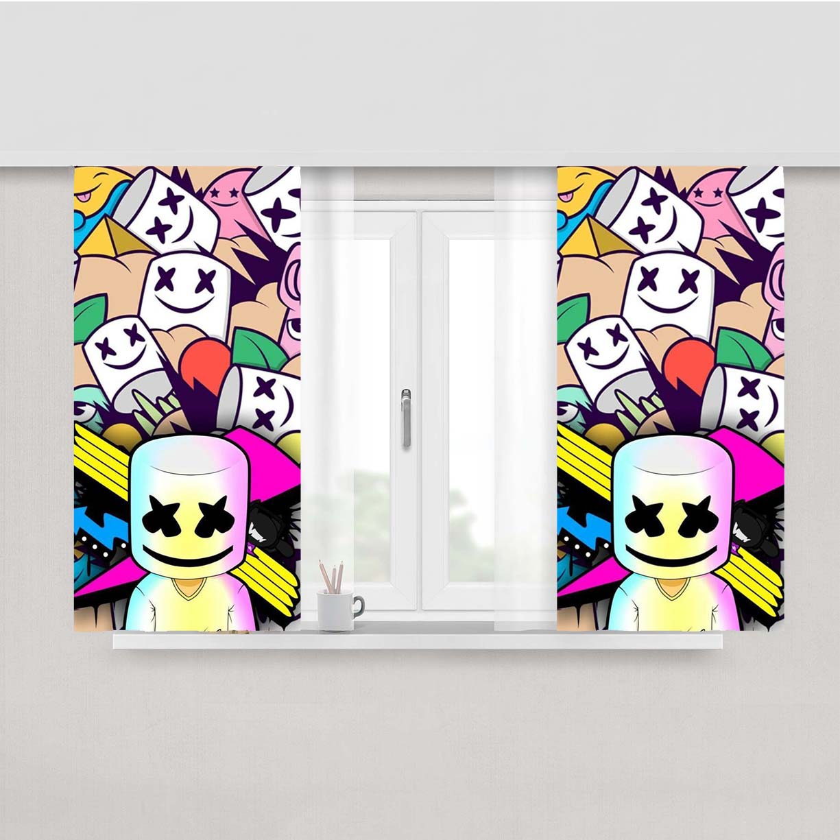 Pop Marshmellow Pattern Peach Skin Window Curtains