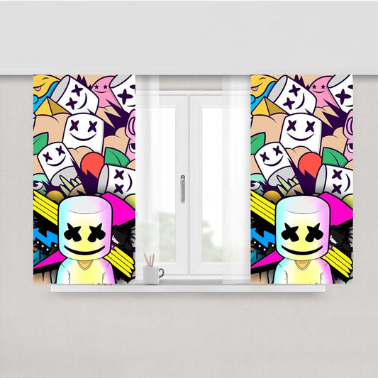 Pop Marshmellow Pattern Peach Skin Window Curtains