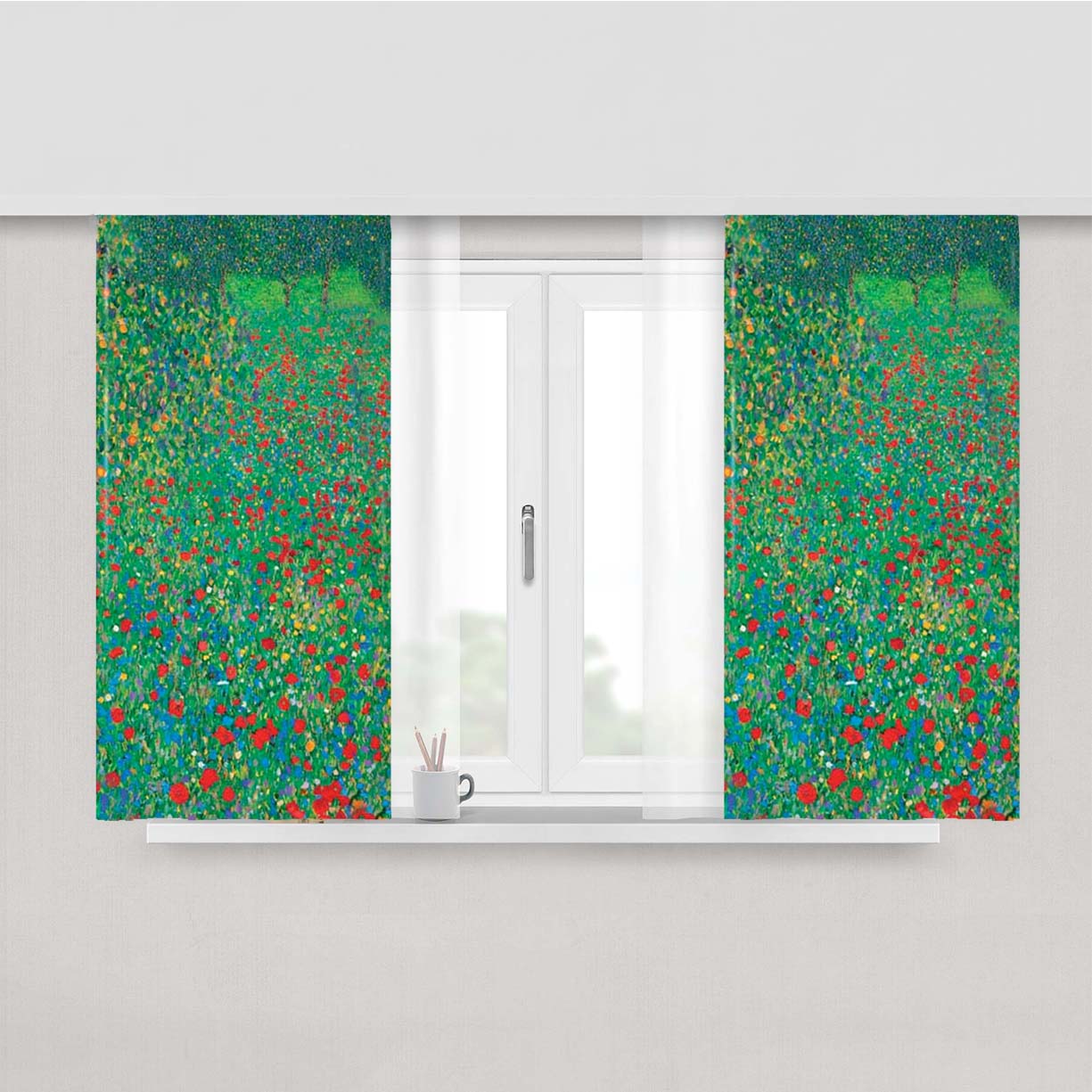 Poppy Field Peach Skin Window Curtains