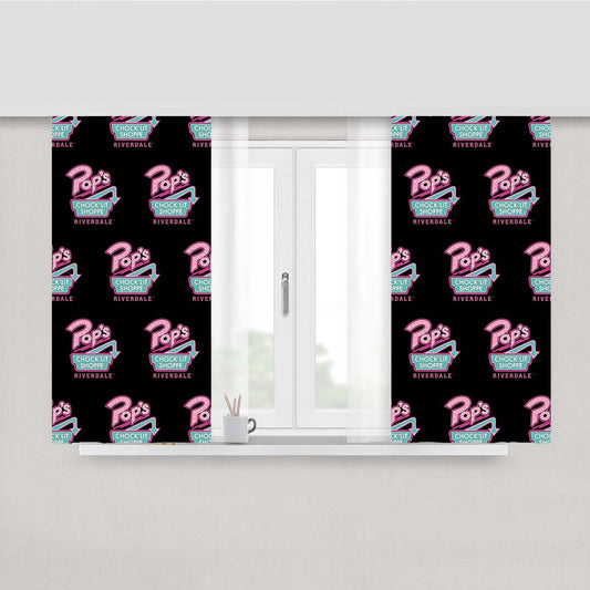 Pops Chock Lit Shoppe Riverdale Pattern Peach Skin Window Curtains