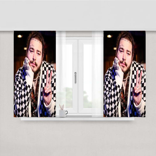 Post Malone Peace Peach Skin Window Curtains