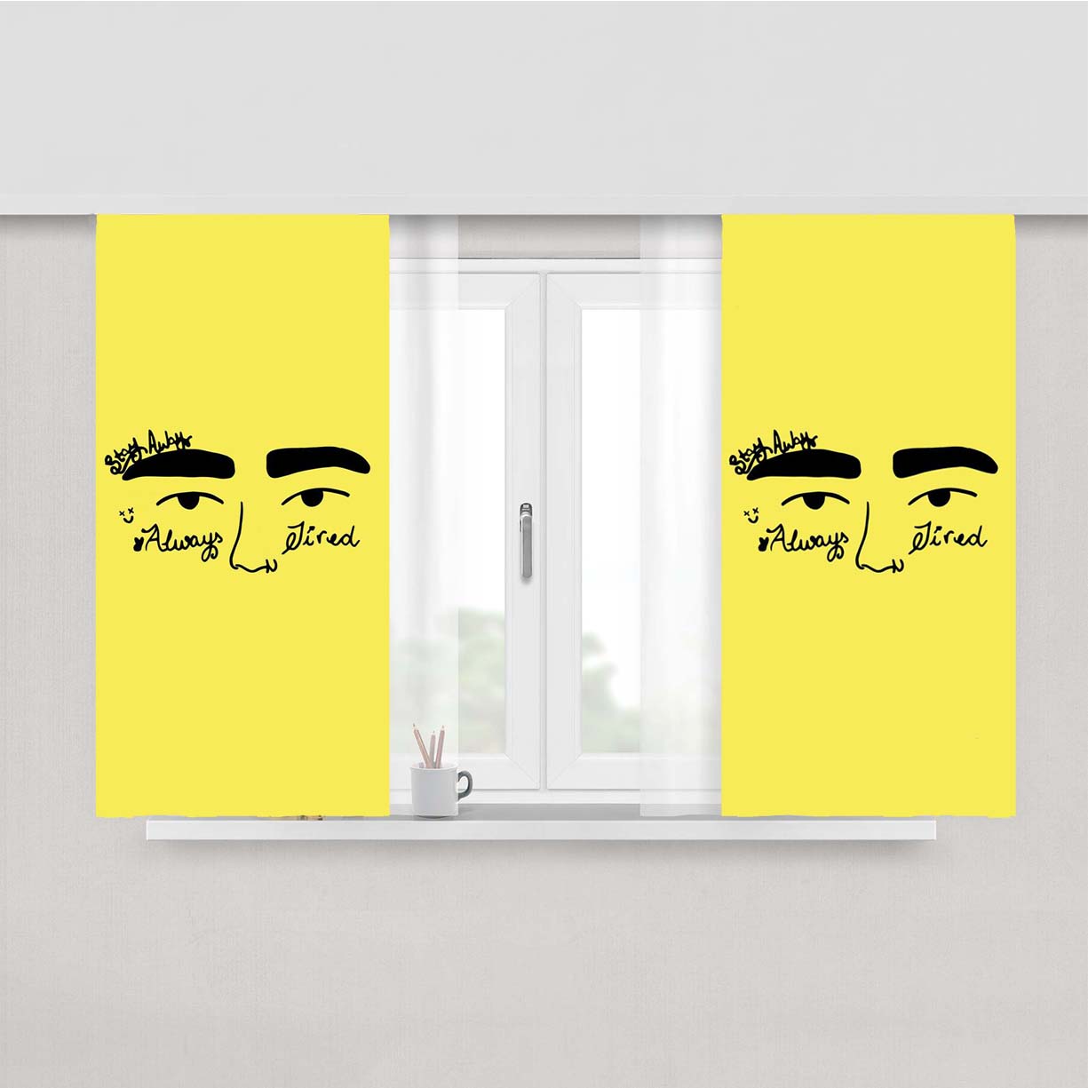 Postmalone Eye See You Pattern Peach Skin Window Curtains
