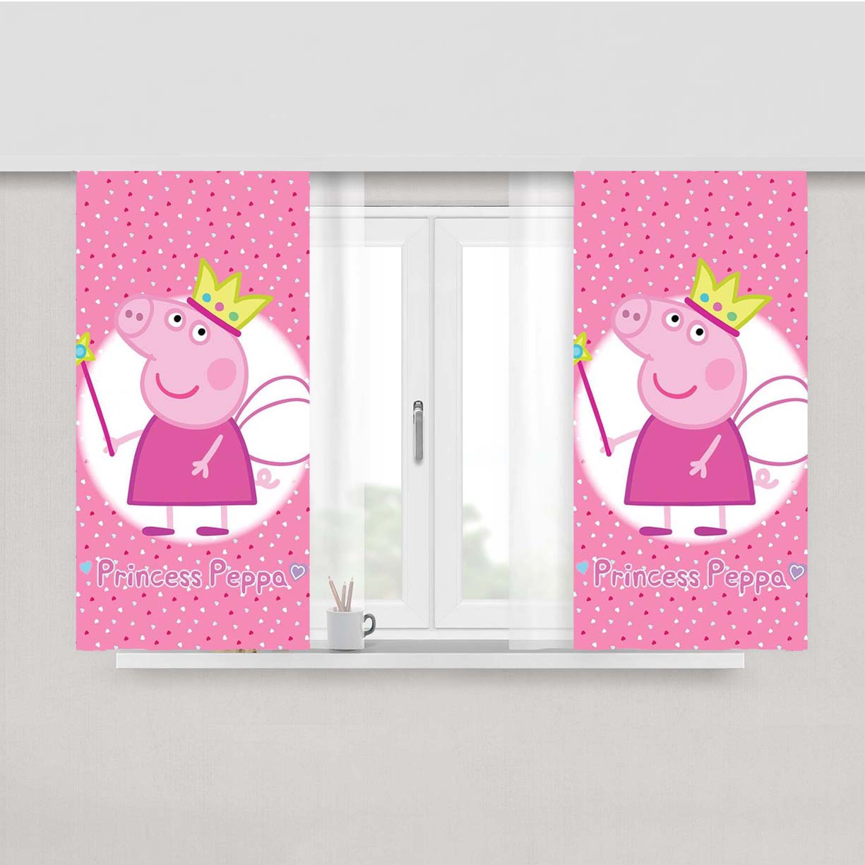 Princess Peppa Pig Pinky Pattern Lover Peach Skin Window Curtains