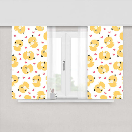 Psyduck Cute Pokemon Pattern Peach Skin Window Curtains