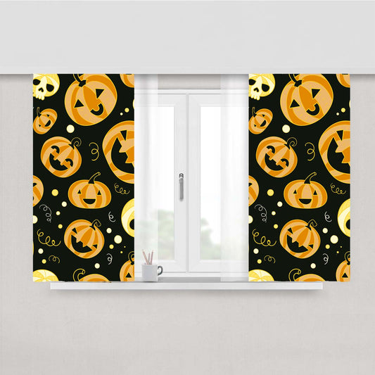 Pumpkins Pattern Halloween Peach Skin Window Curtains