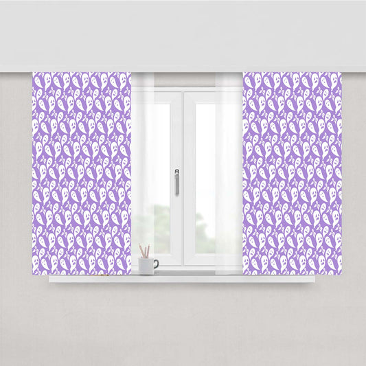 Purple Ghosts Pattern Halloween Peach Skin Window Curtains