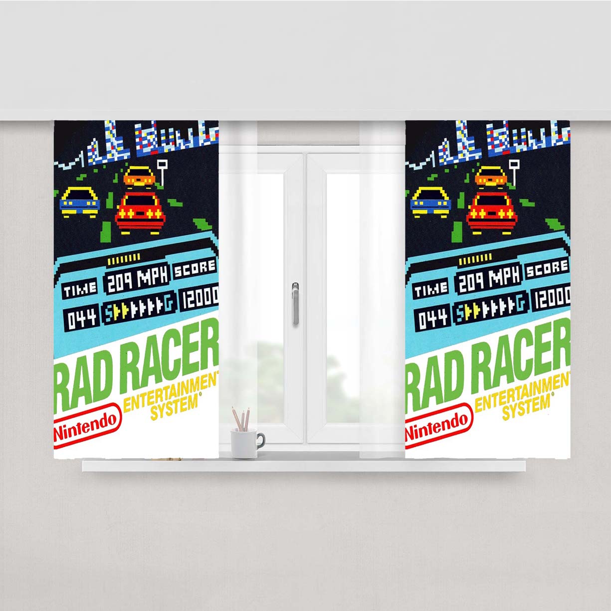 Rad Racer Nintendo 90 Classic Game Peach Skin Window Curtains