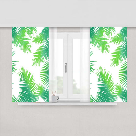 Random Leaves Palm Tropical Pattern Peach Skin Window Curtains