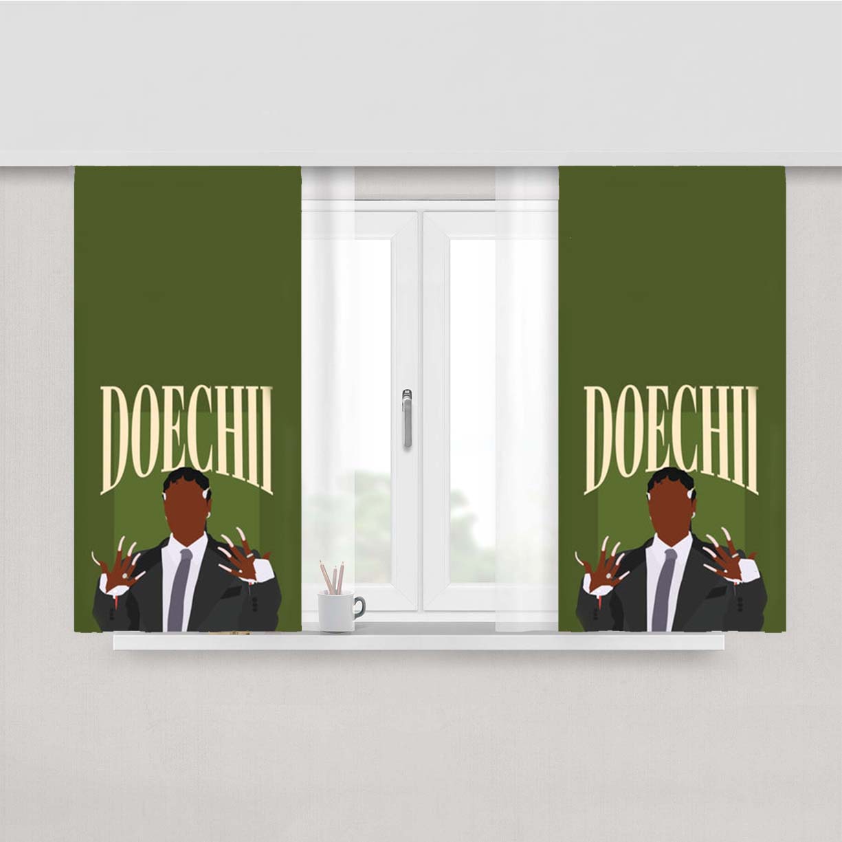 Rapper In Suit Peach Skin Window Curtains