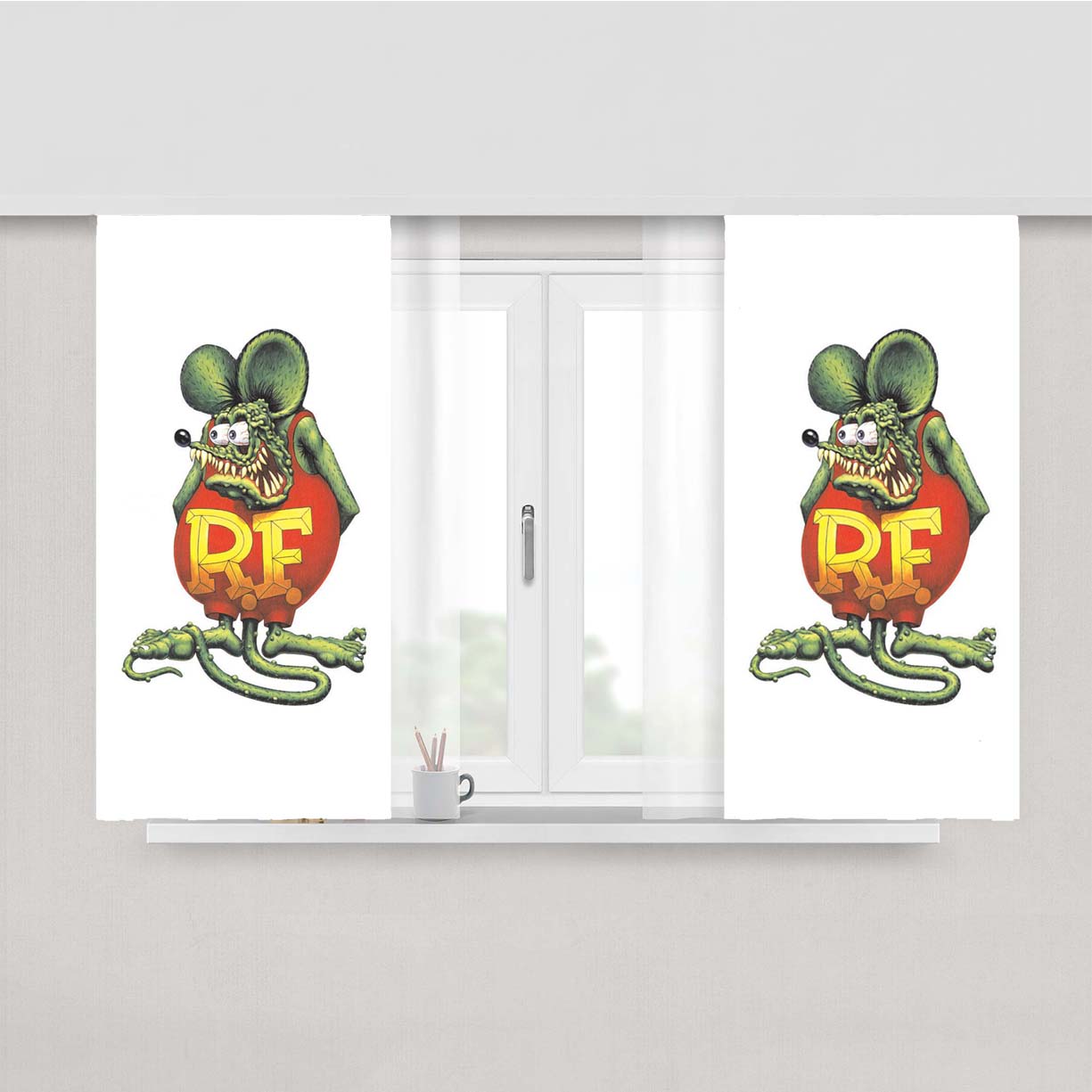 Rat Fink Peach Skin Window Curtains