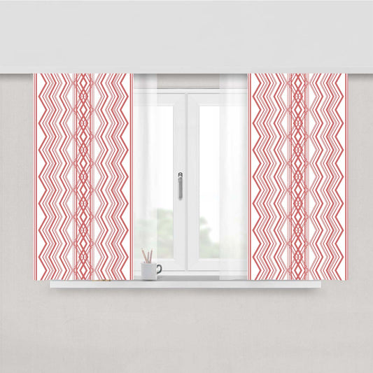 Red Aztec Zigzag Seamless Pattern Peach Skin Window Curtains