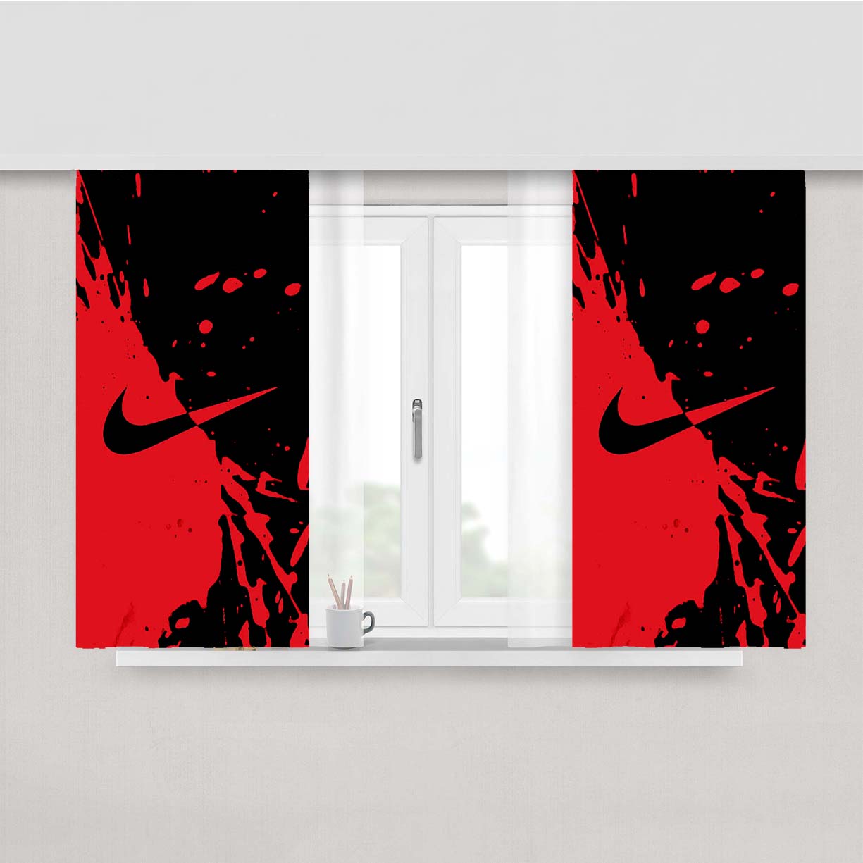 Red Nike Wallpaper Ink Logo Peach Skin Window Curtains