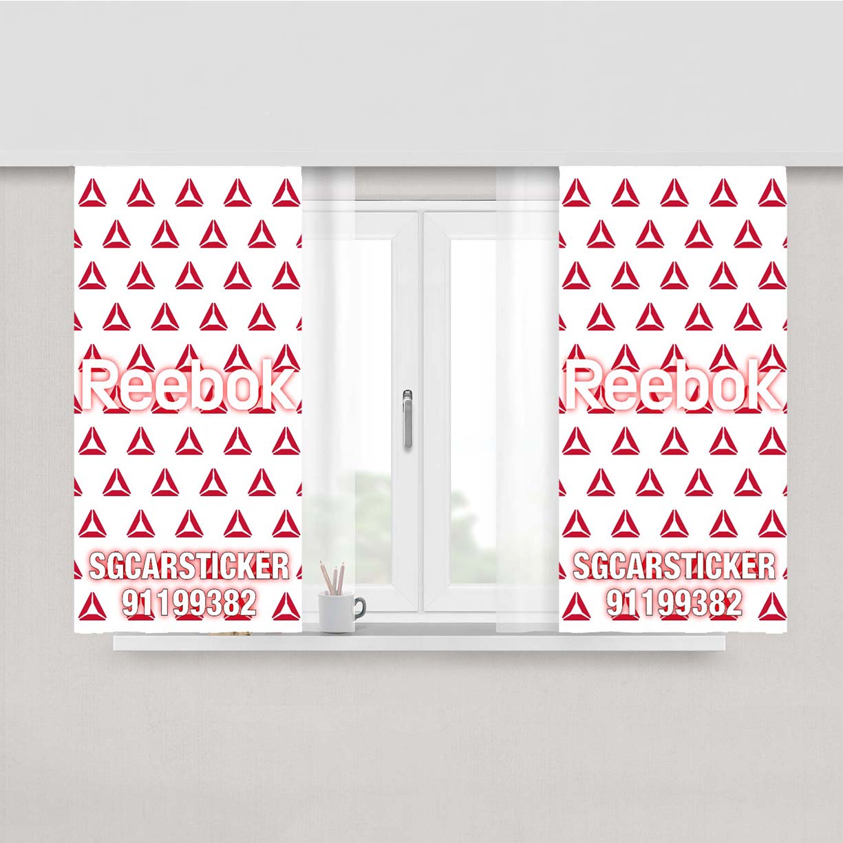 Reebok Logo Pattern Peach Skin Window Curtains