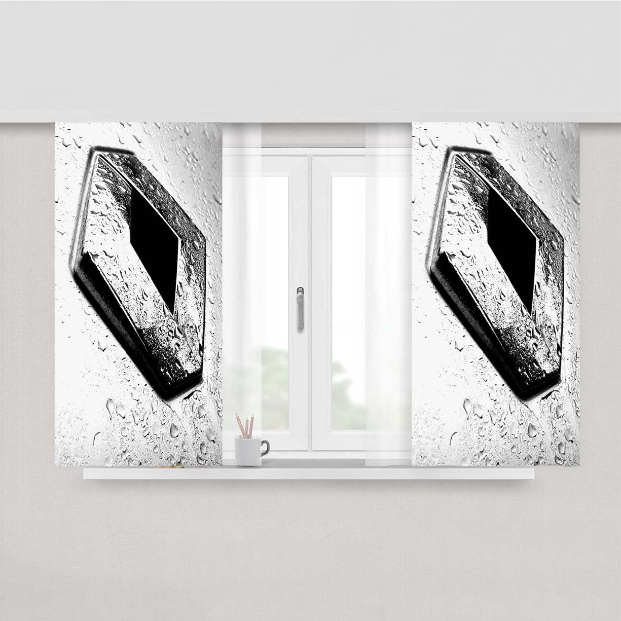 Renault Emblem After Rain Peach Skin Window Curtains