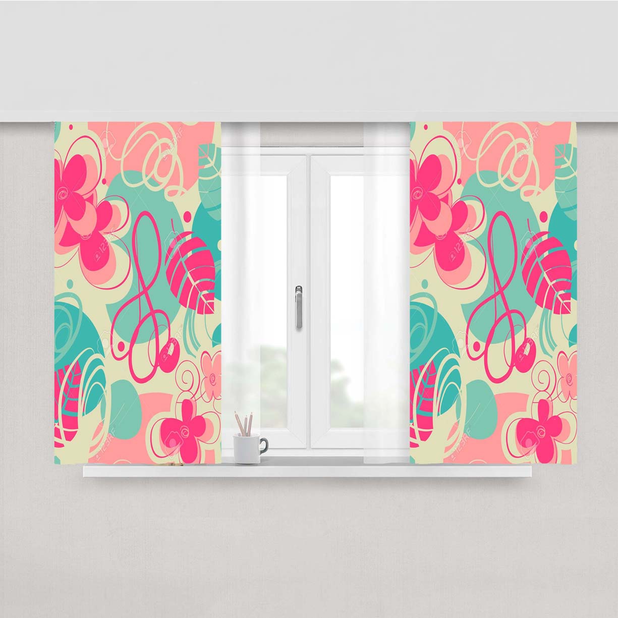 Retro Pattern Stock Peach Skin Window Curtains