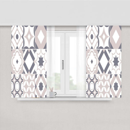 Retro Seamless Tile Pattern Peach Skin Window Curtains