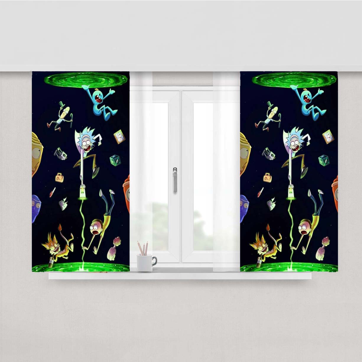 Rick And Morty Fan Art Peach Skin Window Curtains