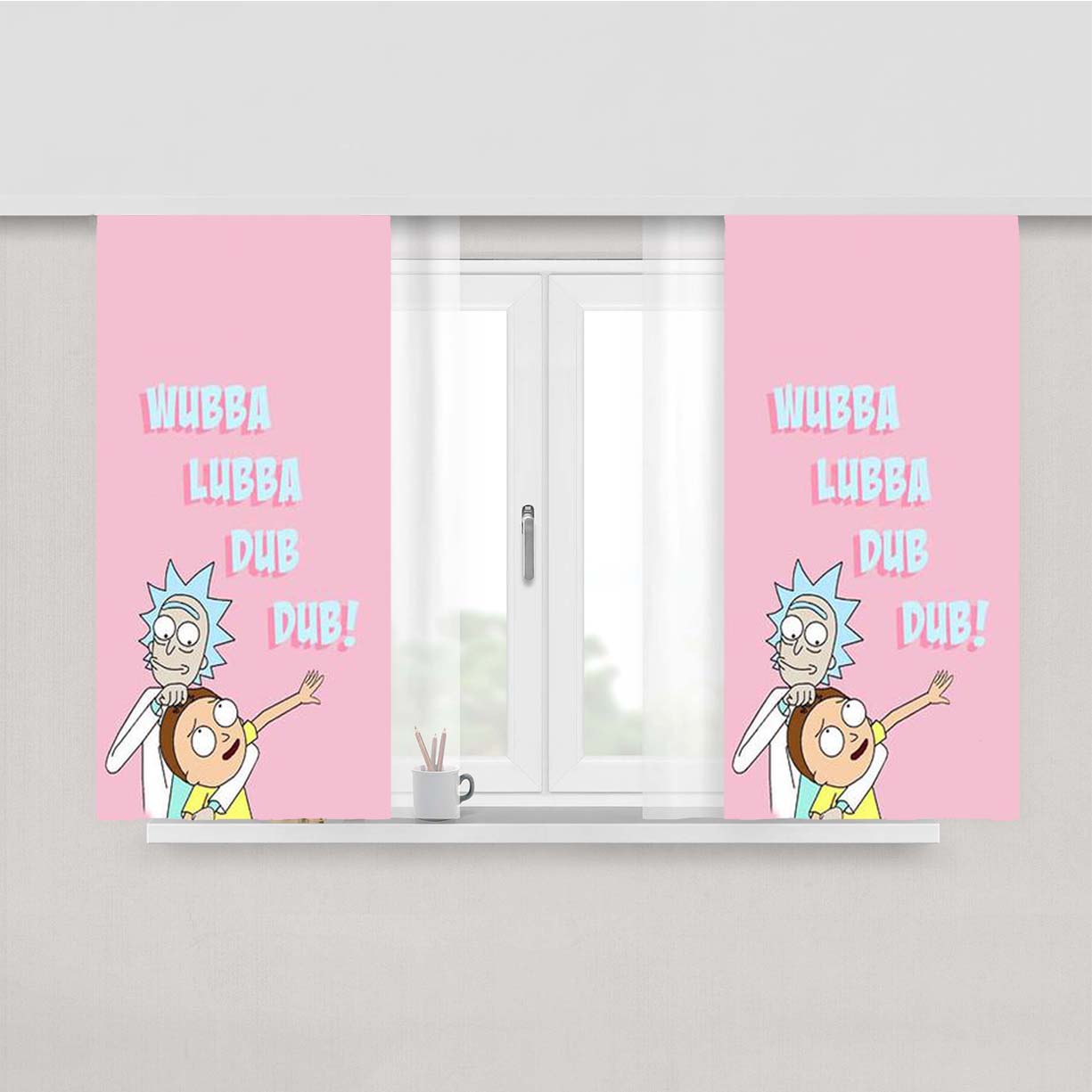 Rick And Morty Science Is Wise Peach Skin Window Curtains