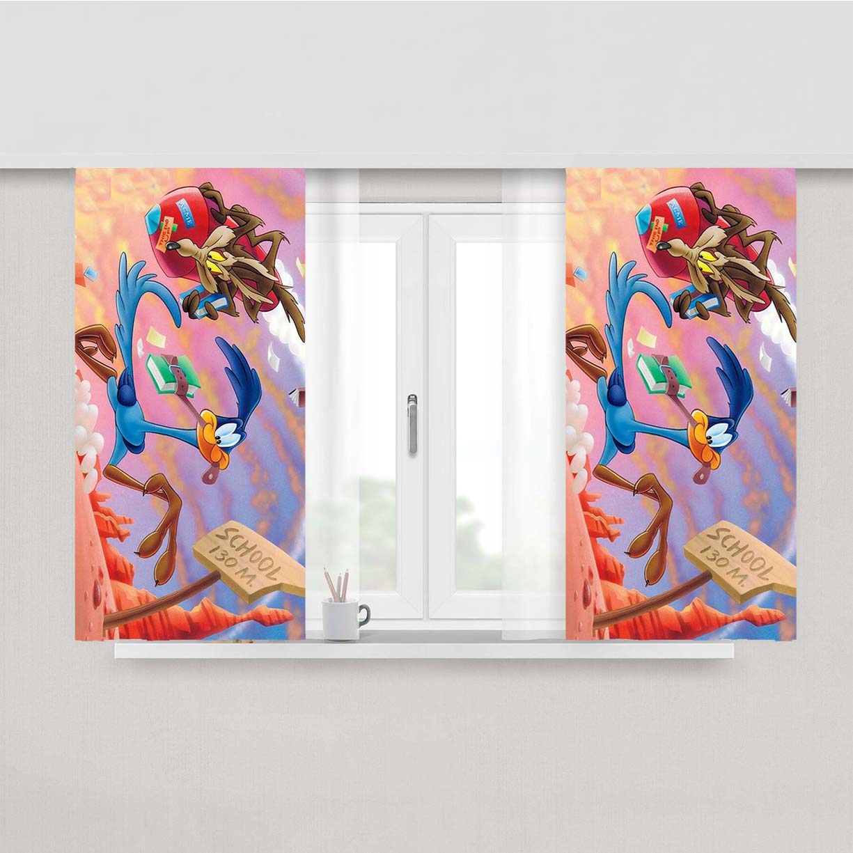 Road Runner Looney Tunes Peach Skin Window Curtains