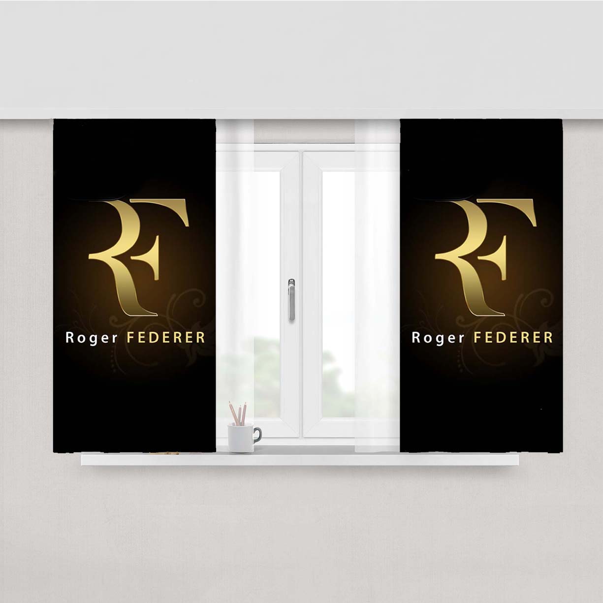 Roger Federer Peach Skin Window Curtains