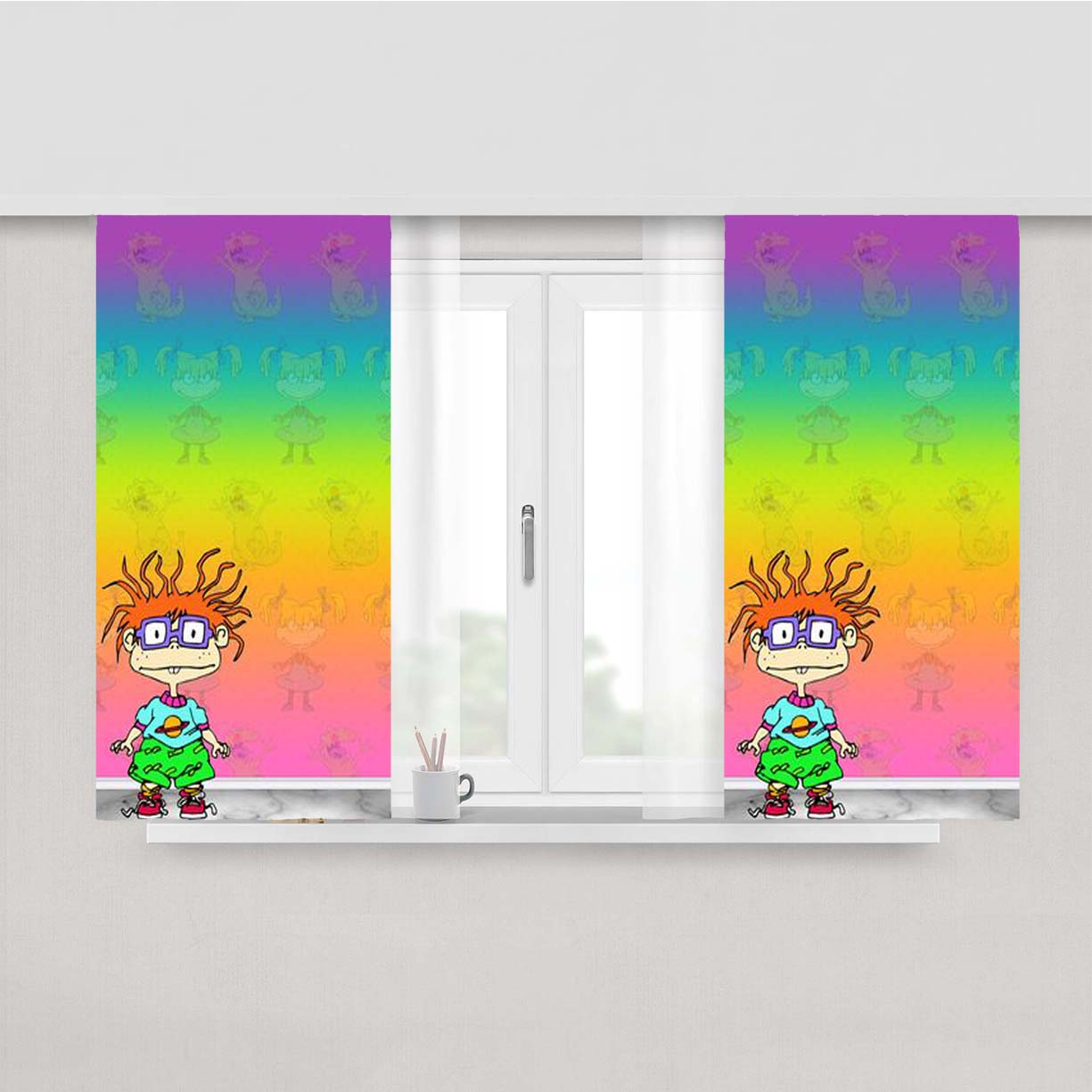 Rugrats Cartoon Chuckie Finster Peach Skin Window Curtains